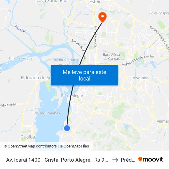 Av. Icaraí 1400 - Cristal Porto Alegre - Rs 90810-000 Brasil to Prédio 1 map