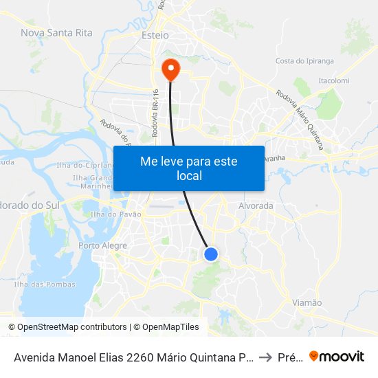 Avenida Manoel Elias 2260 Mário Quintana Porto Alegre - Rs 91240-260 Brasil to Prédio 1 map