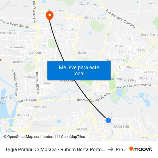 Lygia Pratini De Moraes - Rubem Berta Porto Alegre - Rs 91170-400 Brasil to Prédio 1 map