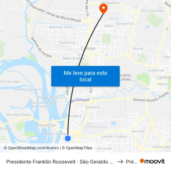 Presidente Franklin Roosevelt - São Geraldo Porto Alegre - Rs 90230-080 Brasil to Prédio 1 map