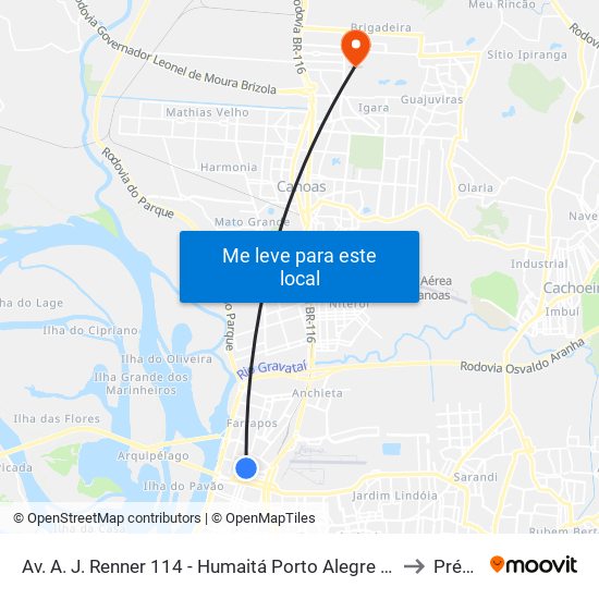 Av. A. J. Renner 114 - Humaitá Porto Alegre - Rs 90220-007 Brasil to Prédio 1 map