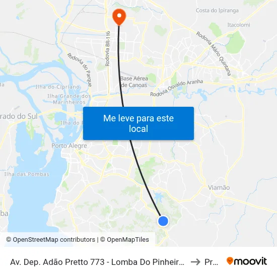 Av. Dep. Adão Pretto 773 - Lomba Do Pinheiro Porto Alegre - Rs 91570-730 Brasil to Prédio 1 map