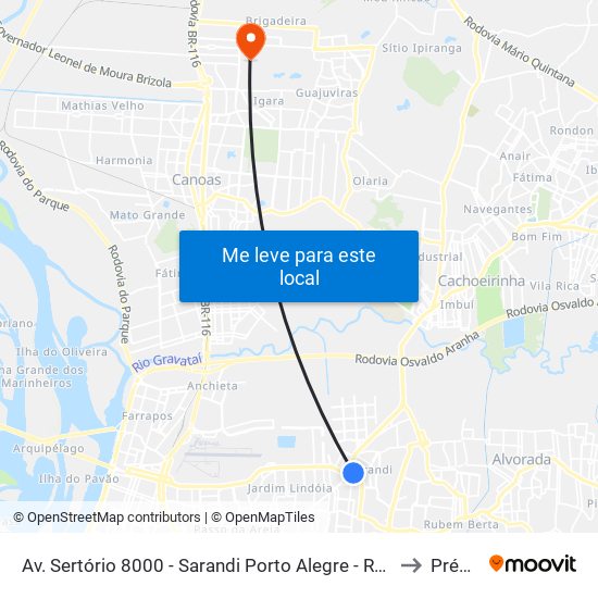 Av. Sertório 8000 - Sarandi Porto Alegre - Rs 91130-720 Brasil to Prédio 1 map