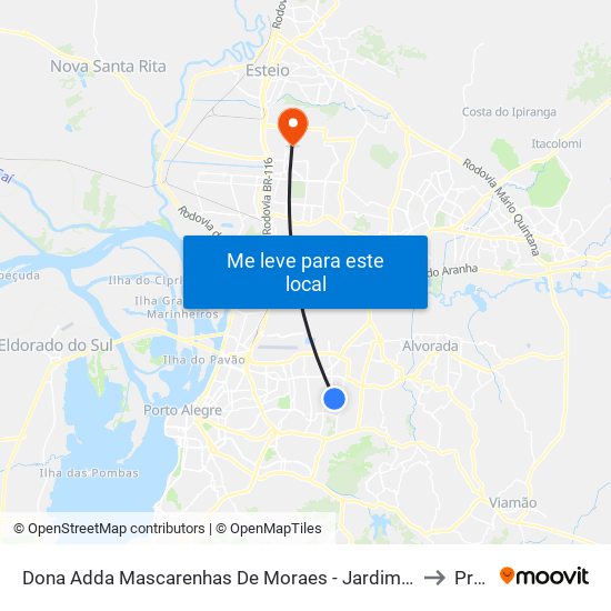 Dona Adda Mascarenhas De Moraes - Jardim Itu-Sabará Porto Alegre - Rs 91220-140 Brasil to Prédio 1 map