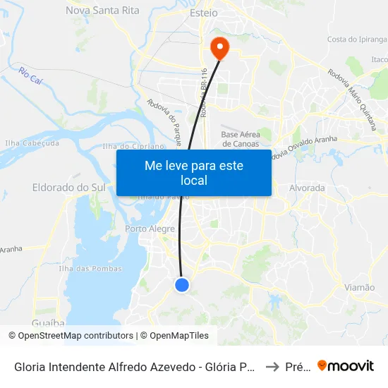 Gloria Intendente Alfredo Azevedo - Glória Porto Alegre - Rs 90660-070 Brasil to Prédio 1 map