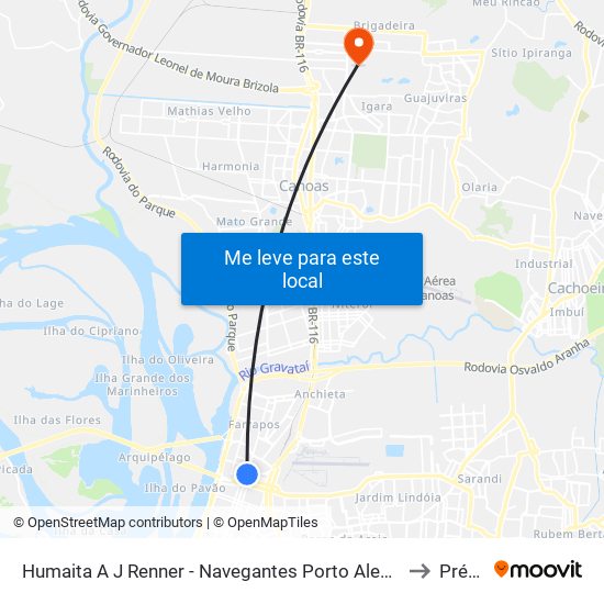 Humaita A J Renner - Navegantes Porto Alegre - Rs 90240-001 Brasil to Prédio 1 map