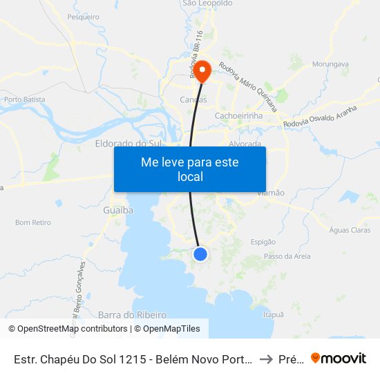 Estr. Chapéu Do Sol 1215 - Belém Novo Porto Alegre - Rs 91787-030 Brasil to Prédio 1 map