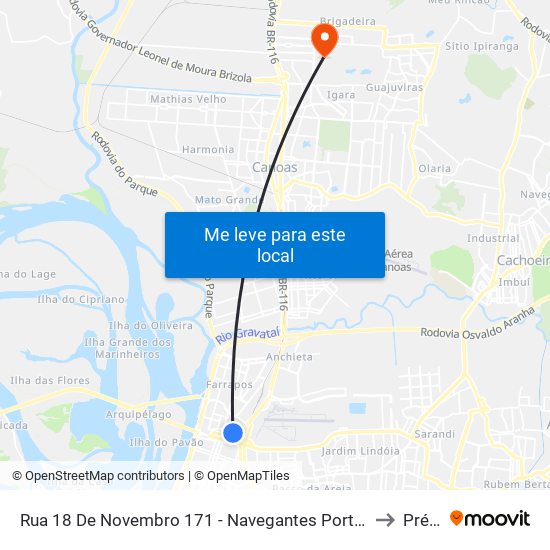 Rua 18 De Novembro 171 - Navegantes Porto Alegre - Rs 90240-040 Brasil to Prédio 1 map