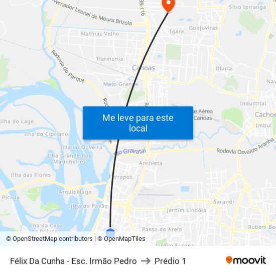 Félix Da Cunha - Esc. Irmão Pedro to Prédio 1 map