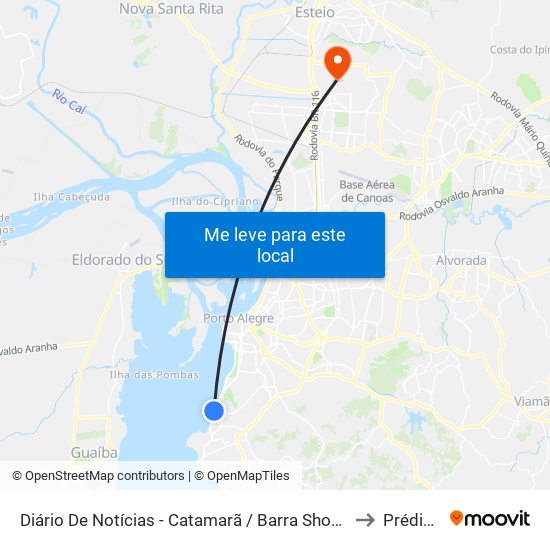 Diário De Notícias - Catamarã / Barra Shopping to Prédio 1 map