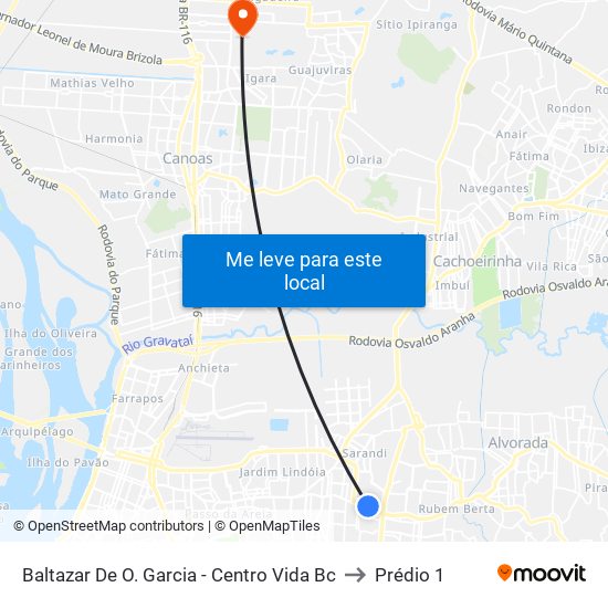 Baltazar De O. Garcia - Centro Vida Bc to Prédio 1 map