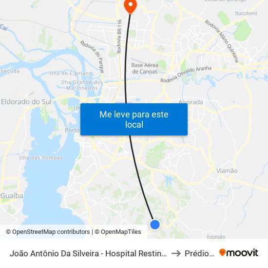 João Antônio Da Silveira - Hospital Restinga to Prédio 1 map