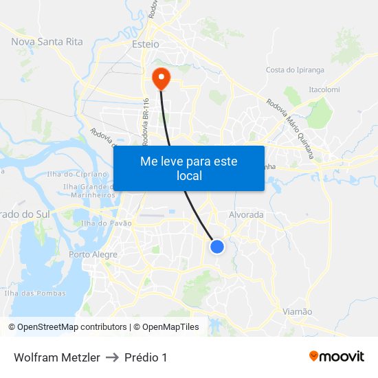 Wolfram Metzler to Prédio 1 map