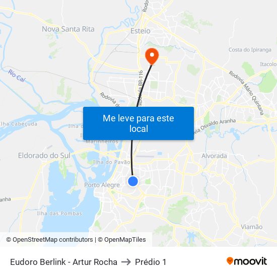 Eudoro Berlink - Artur Rocha to Prédio 1 map