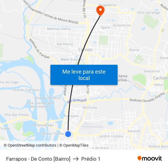 Farrapos - De Conto [Bairro] to Prédio 1 map