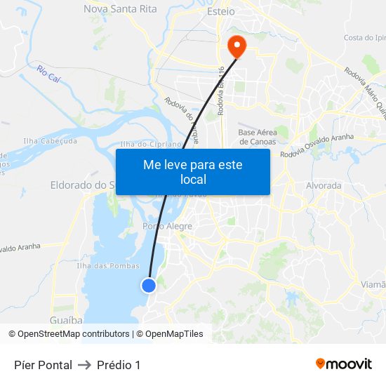 Píer Pontal to Prédio 1 map