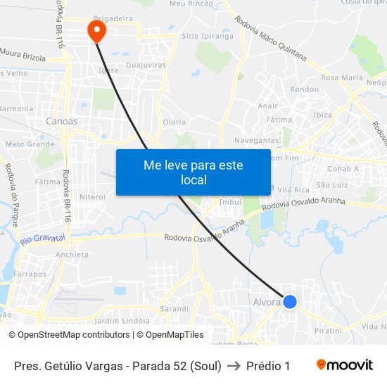 Pres. Getúlio Vargas - Parada 52 (Soul) to Prédio 1 map