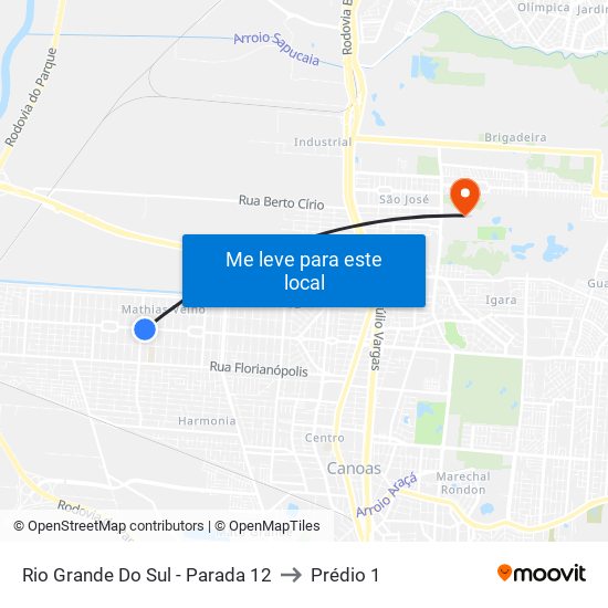 Rio Grande Do Sul - Parada 12 to Prédio 1 map