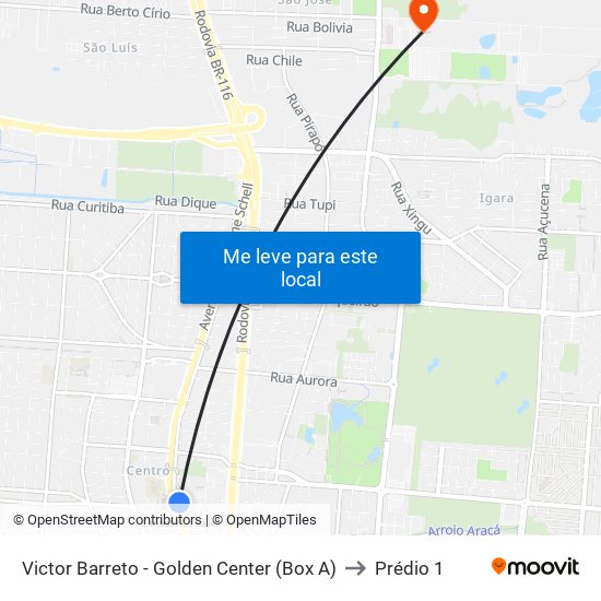 Victor Barreto - Golden Center (Box A) to Prédio 1 map