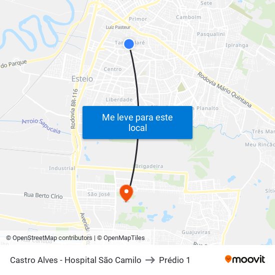 Castro Alves - Hospital São Camilo to Prédio 1 map