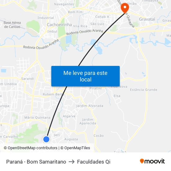 Paraná - Bom Samaritano to Faculdades Qi map