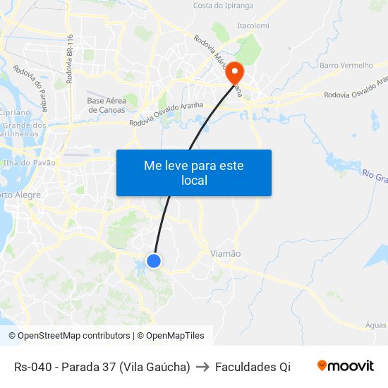 Rs-040 - Parada 37 (Vila Gaúcha) to Faculdades Qi map