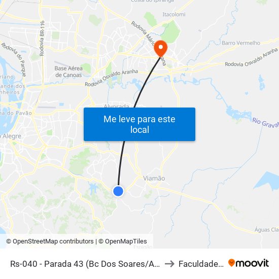 Rs-040 - Parada 43 (Bc Dos Soares/Atacadão) to Faculdades Qi map