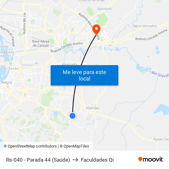 Rs-040 - Parada 44 (Saúde) to Faculdades Qi map