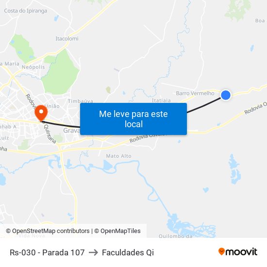 Rs-030 - Parada 107 to Faculdades Qi map