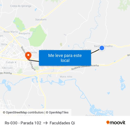 Rs-030 - Parada 102 to Faculdades Qi map