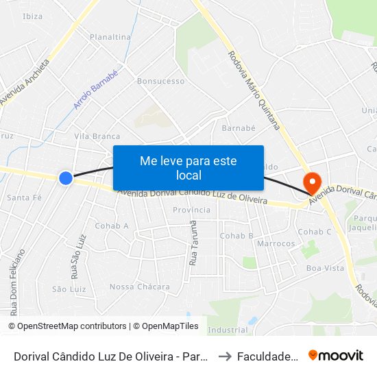 Dorival Cândido Luz De Oliveira - Parada 66 to Faculdades Qi map