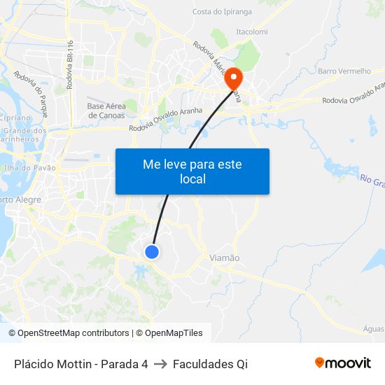 Plácido Mottin - Parada 4 to Faculdades Qi map