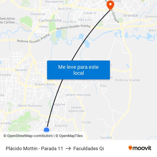 Plácido Mottin - Parada 11 to Faculdades Qi map