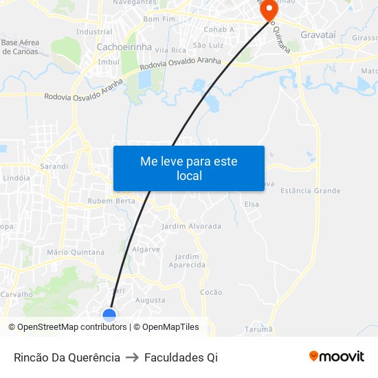 Rincão Da Querência to Faculdades Qi map