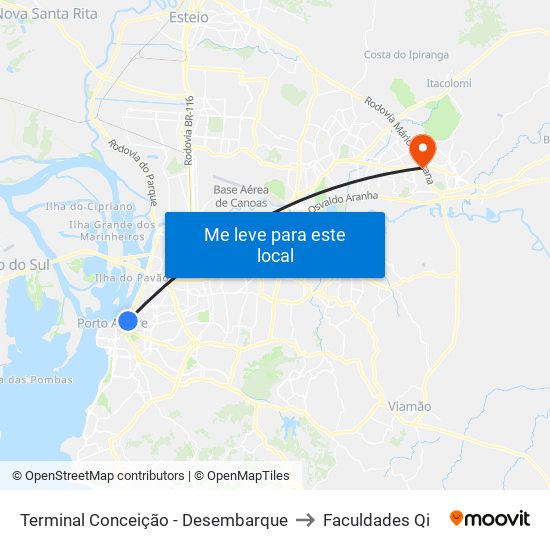 Terminal Conceição - Desembarque to Faculdades Qi map