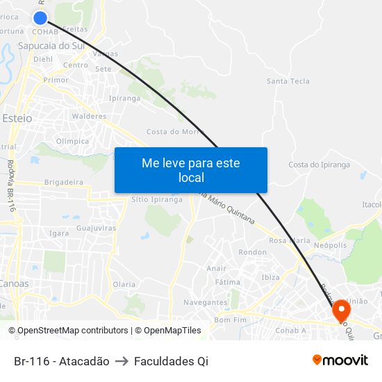 Br-116 - Atacadão to Faculdades Qi map