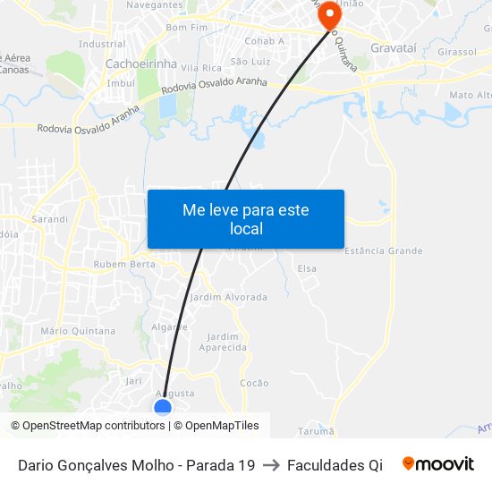 Dario Gonçalves Molho - Parada 19 to Faculdades Qi map