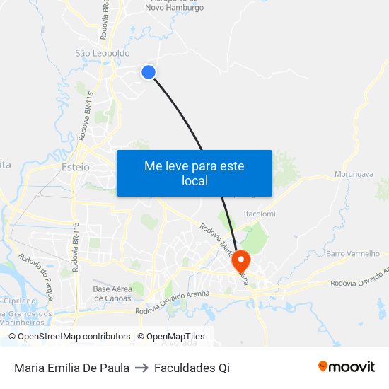 Maria Emília De Paula to Faculdades Qi map