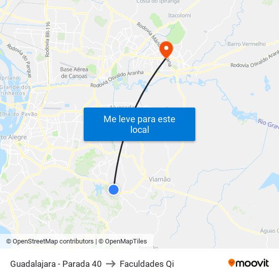 Guadalajara - Parada 40 to Faculdades Qi map