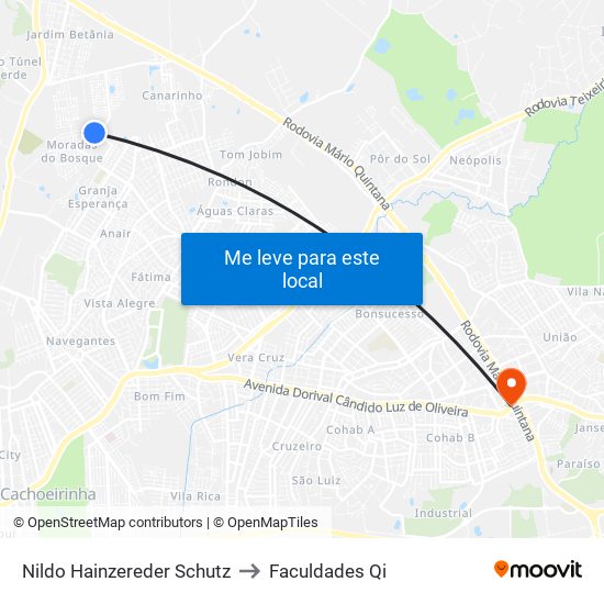 Nildo Hainzereder Schutz to Faculdades Qi map