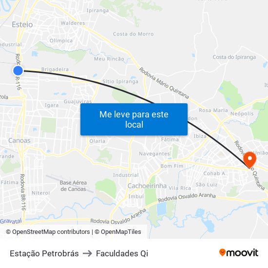 Estação Petrobrás to Faculdades Qi map