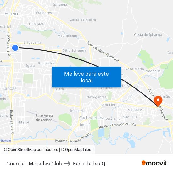 Guarujá - Moradas Club to Faculdades Qi map