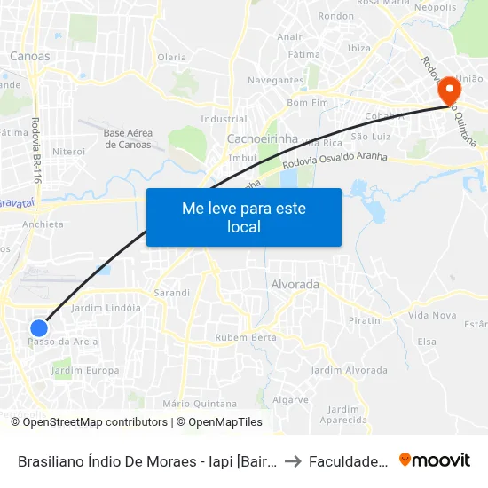 Brasiliano Índio De Moraes - Iapi [Bairro - Bc] to Faculdades Qi map