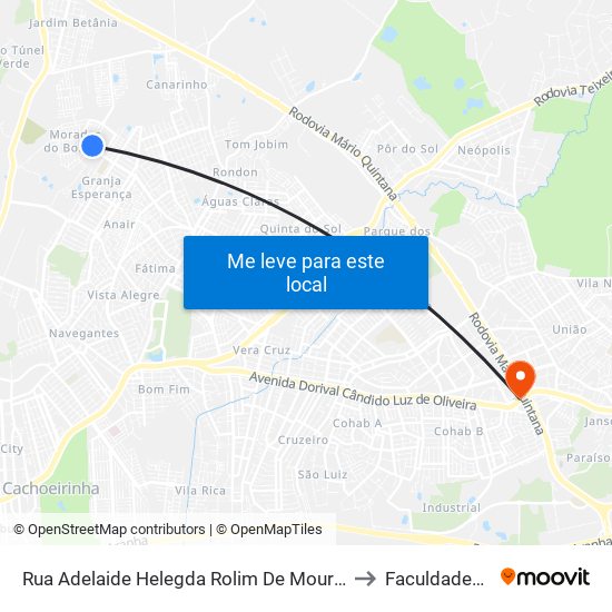 Rua Adelaide Helegda Rolim De Moura, 412 to Faculdades Qi map