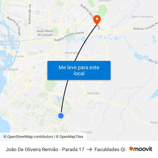 João De Oliveira Remião - Parada 17 to Faculdades Qi map