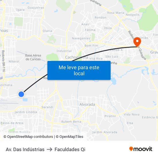 Av. Das Indústrias to Faculdades Qi map