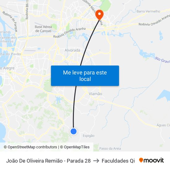 João De Oliveira Remião - Parada 28 to Faculdades Qi map