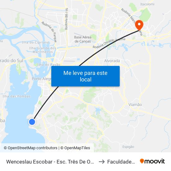 Wenceslau Escobar - Esc. Três De Outubro to Faculdades Qi map