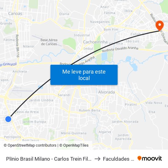 Plínio Brasil Milano - Carlos Trein Filho to Faculdades Qi map