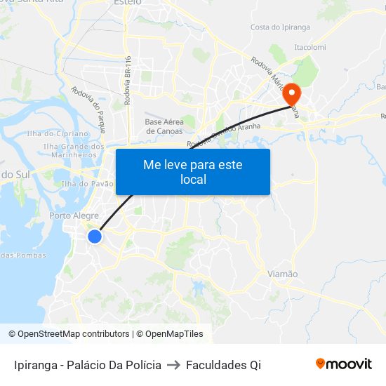 Ipiranga - Palácio Da Polícia to Faculdades Qi map